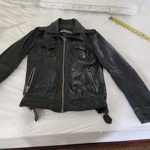 Superdry Men's Leather Jacket Black Sz XL New